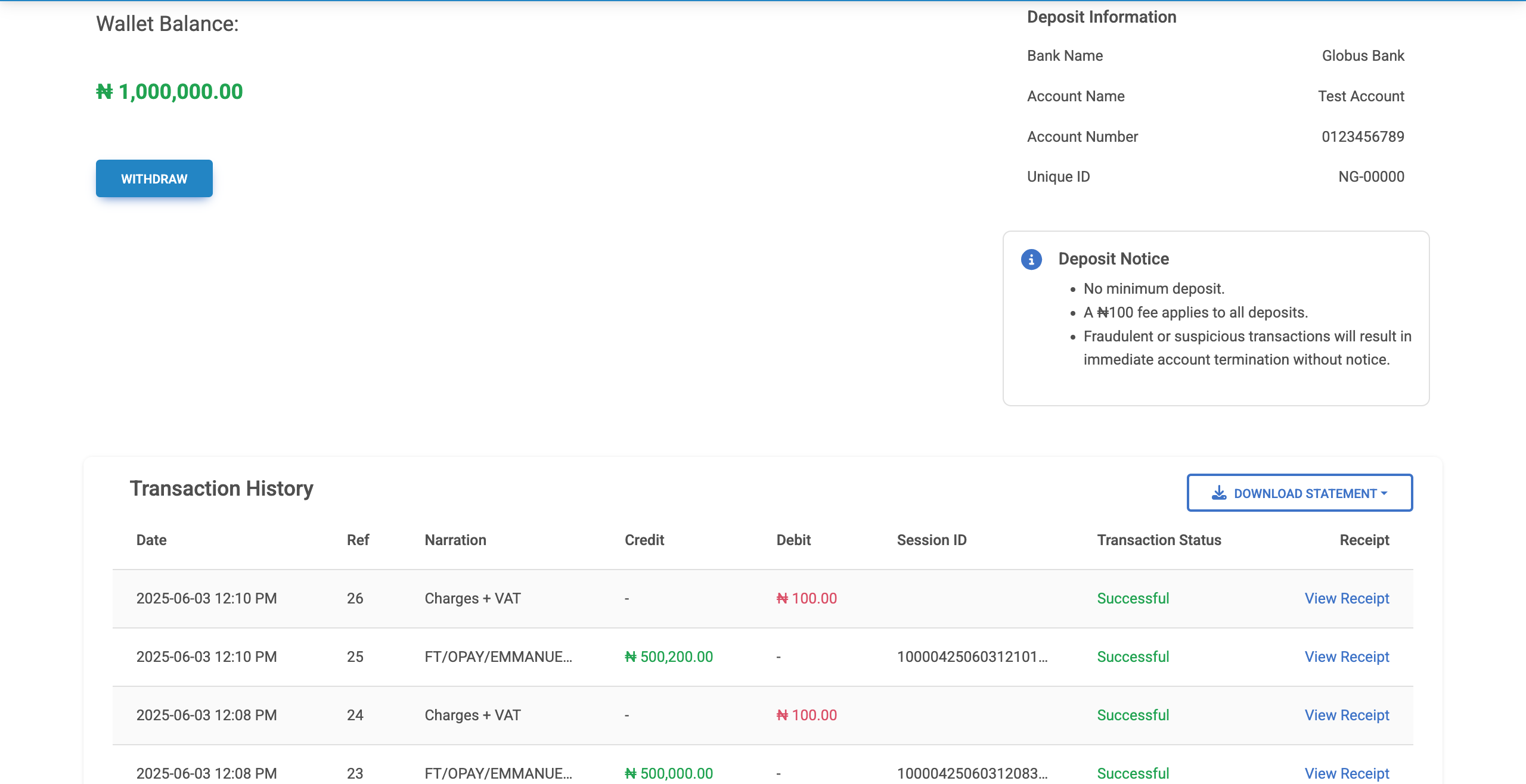 Wallet History